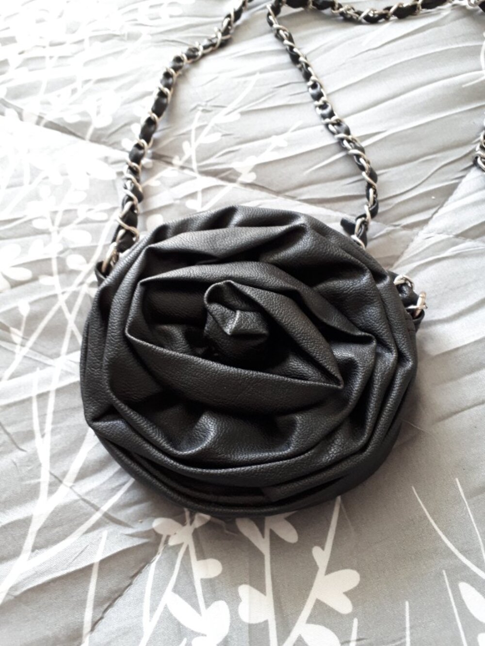 Little black faux leather evening bag - So cute!
